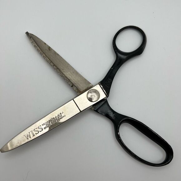 Vintage Wiss Pinking Shears Silver Black Sewing Cutting Scissor USA Made 7.5" - Picture 8 of 12